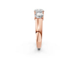 Rose gold Three-Stone Cushion Cut Diamond Ring with Prong Setting and Classic Band_5
