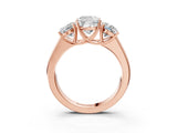 Rose gold Three-Stone Cushion Cut Diamond Ring with Prong Setting and Classic Band_6
