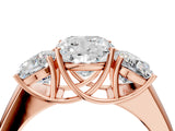 Rose gold Three-Stone Cushion Cut Diamond Ring with Prong Setting and Classic Band_7