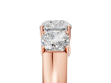 Rose gold Three-Stone Cushion Cut Diamond Ring with Prong Setting and Classic Band_8