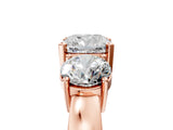 Rose gold Three-Stone Cushion Cut Diamond Ring with Round Side Stones, Classic Band, and Four-Prong Setting_8