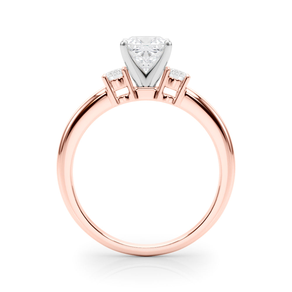Rose gold Three-Stone Cushion Cut Diamond Solitaire with Prong Setting and Classic Band 2