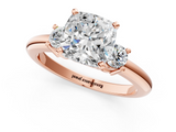 Rose gold Three-Stone Cushion Cut Diamond Solitaire with Prong Setting and Classic Band_57