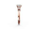 Rose gold Three-Stone Cushion Cut Diamond Solitaire with Prong Setting and Classic Band_58