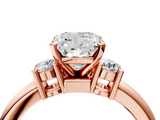 Rose gold Three-Stone Cushion Cut Diamond Solitaire with Prong Setting and Classic Band_60