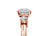 Rose gold Three-Stone Cushion Cut Diamond Solitaire with Prong Setting and Classic Band_61