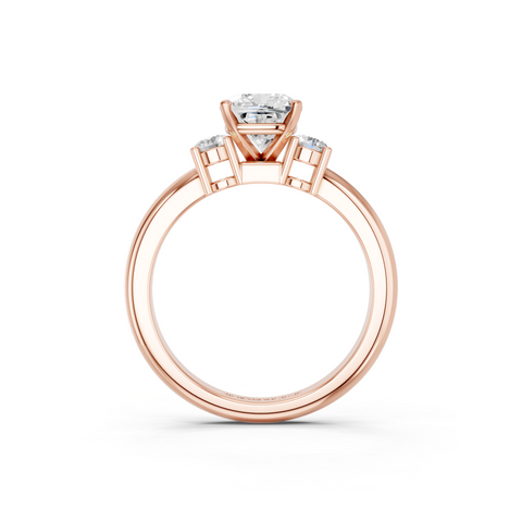 Rose gold Three-Stone Cushion Cut Diamond Solitaire with Prong Setting and Classic Band_9