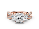 Rose gold Three-Stone Cushion Cut Diamond Twist Band with Prong Setting_29