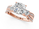 Rose gold Three-Stone Cushion Cut Diamond Twist Band with Prong Setting_30