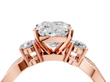 Rose gold Three-Stone Cushion Cut Diamond Twist Band with Prong Setting_33
