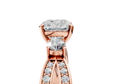 Rose gold Three-Stone Cushion Cut Diamond Twist Band with Prong Setting_34