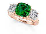 Rose gold Three-Stone Cushion Cut Emerald Braided Band Ring with Four-Prong Setting_13