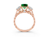 Rose gold Three-Stone Cushion Cut Emerald Braided Band Ring with Four-Prong Setting_15