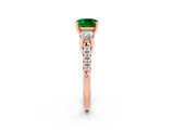 Rose gold Three-Stone Cushion Cut Emerald Pavé Band with Four-Prong Setting_2