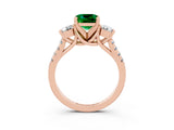 Rose gold Three-Stone Cushion Cut Emerald Pavé Band with Four-Prong Setting_3