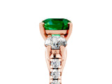 Rose gold Three-Stone Cushion Cut Emerald Pavé Band with Four-Prong Setting_5