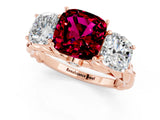 Rose gold Three-Stone Cushion Cut Garnet Braided Band Ring with Four-Prong Setting_13
