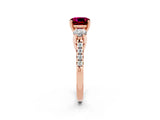 Rose gold Three-Stone Cushion Cut Garnet Pavé Band with Four-Prong Setting_2