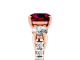 Rose gold Three-Stone Cushion Cut Garnet Pavé Band with Four-Prong Setting_5