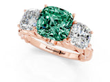 Rose gold Three-Stone Cushion Cut Green Sapphire Braided Band Ring with Four-Prong Setting_13