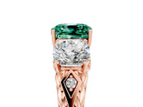 Rose gold Three-Stone Cushion Cut Green Sapphire Braided Band Ring with Four-Prong Setting_17