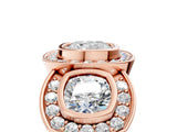 Rose gold Three-Stone Cushion Cut Halo Pavé Diamond Ring_8