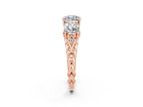Rose gold Three-Stone Cushion Cut Moissanite Braided Band Ring with Four-Prong Setting_14