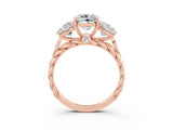Rose gold Three-Stone Cushion Cut Moissanite Braided Band Ring with Four-Prong Setting_15