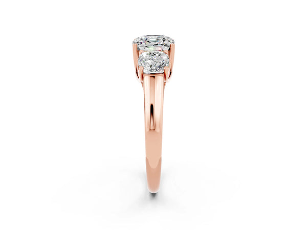 Rose gold Three-Stone Cushion Cut Moissanite Engagement Ring with Prong Setting