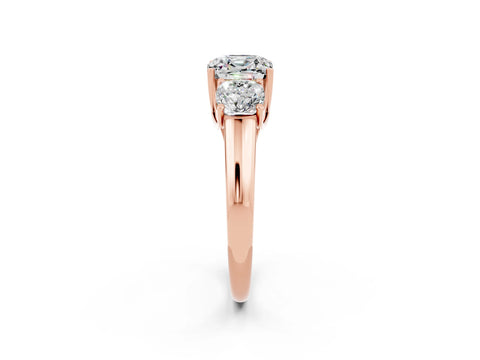 Rose gold Three-Stone Cushion Cut Moissanite Engagement Ring with Prong Setting_2