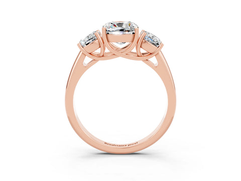 Rose gold Three-Stone Cushion Cut Moissanite Engagement Ring with Prong Setting_3