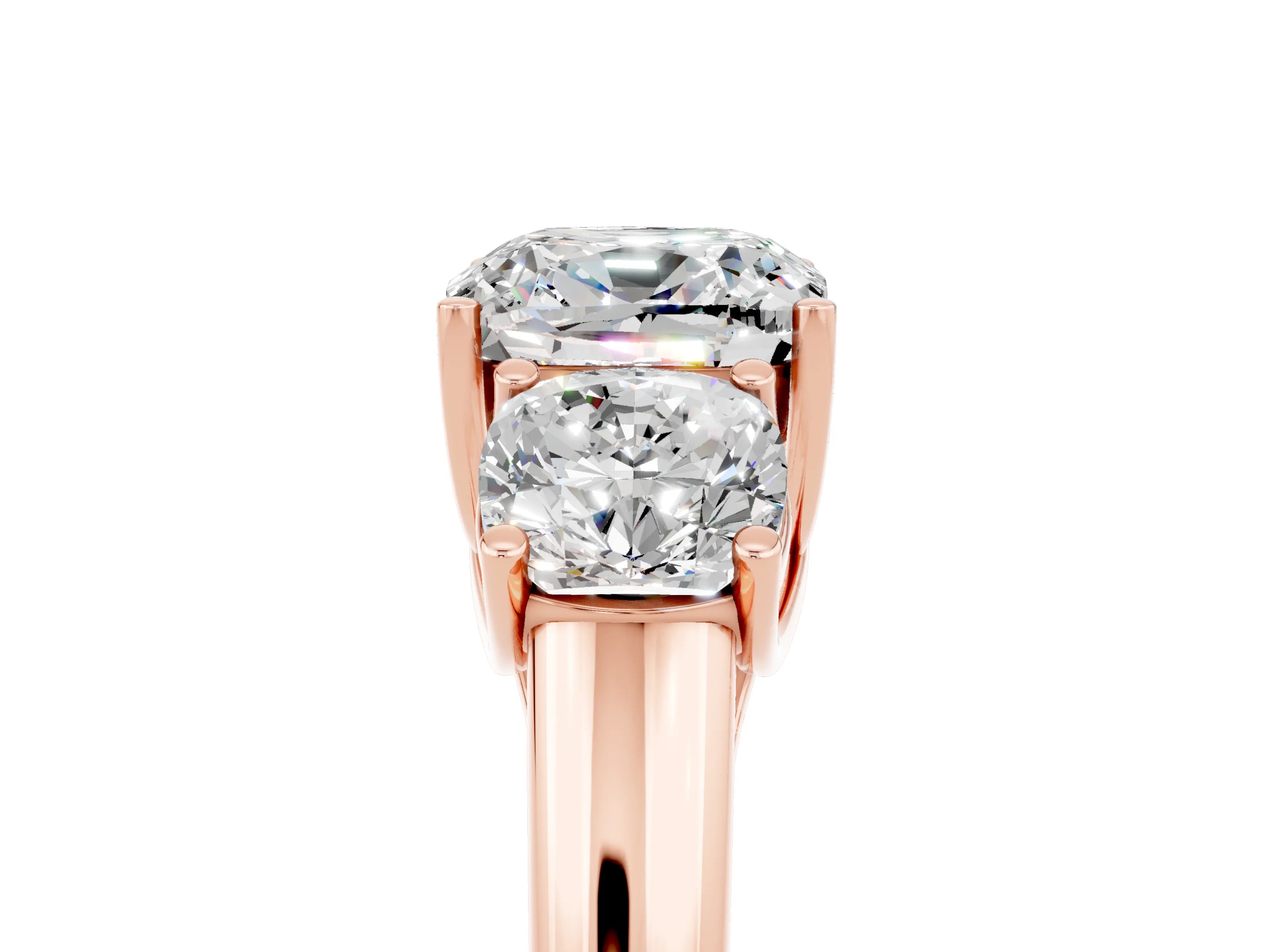 Rose gold Three-Stone Cushion Cut Moissanite Engagement Ring with Prong Setting_5