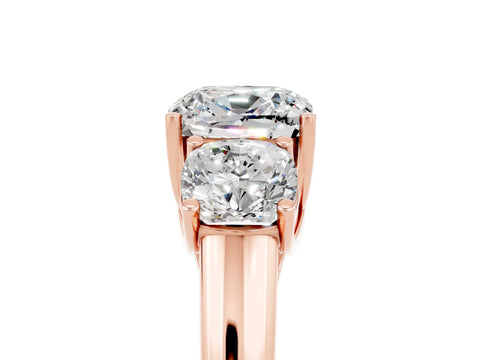 Rose gold Three-Stone Cushion Cut Moissanite Engagement Ring with Prong Setting_5