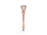 Rose gold Three-Stone Cushion Cut Moissanite Pavé Band with Four-Prong Setting_2