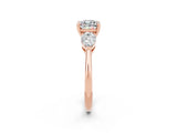 Rose gold Three-Stone Cushion Cut Moissanite Ring with Pear Side Stones and Four-Prong Setting_2