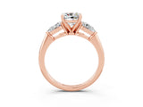 Rose gold Three-Stone Cushion Cut Moissanite Ring with Pear Side Stones and Four-Prong Setting_3