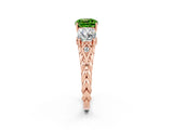 Rose gold Three-Stone Cushion Cut Peridot Braided Band Ring with Four-Prong Setting_14