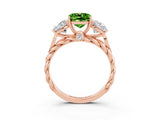 Rose gold Three-Stone Cushion Cut Peridot Braided Band Ring with Four-Prong Setting_15