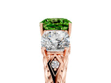 Rose gold Three-Stone Cushion Cut Peridot Braided Band Ring with Four-Prong Setting_17