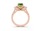 Rose gold Three-Stone Cushion Cut Peridot Pavé Band with Four-Prong Setting_3