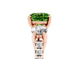 Rose gold Three-Stone Cushion Cut Peridot Pavé Band with Four-Prong Setting_5