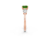 Rose gold Three-Stone Cushion Cut Peridot Ring with Pear Side Stones and Four-Prong Setting_2