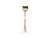 Rose gold Three-Stone Cushion Cut Peridot Ring with Pear  Side Stones in Four-Prong Setting_38