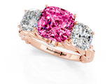 Rose gold Three-Stone Cushion Cut Pink Sapphire Braided Band Ring with Four-Prong Setting_37