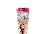 Rose gold Three-Stone Cushion Cut Pink Sapphire Braided Band Ring with Four-Prong Setting_41