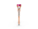 Rose gold Three-Stone Cushion Cut Pink Sapphire Pavé Band with Four-Prong Setting_26