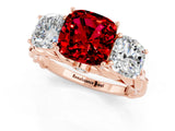 Rose gold Three-Stone Cushion Cut Ruby Braided Band Ring with Four-Prong Setting_13