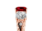 Rose gold Three-Stone Cushion Cut Ruby Braided Band Ring with Four-Prong Setting_17