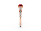 Rose gold Three-Stone Cushion Cut Ruby Pavé Band with Four-Prong Setting_2