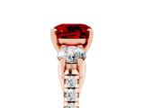 Rose gold Three-Stone Cushion Cut Ruby Pavé Band with Four-Prong Setting_5
